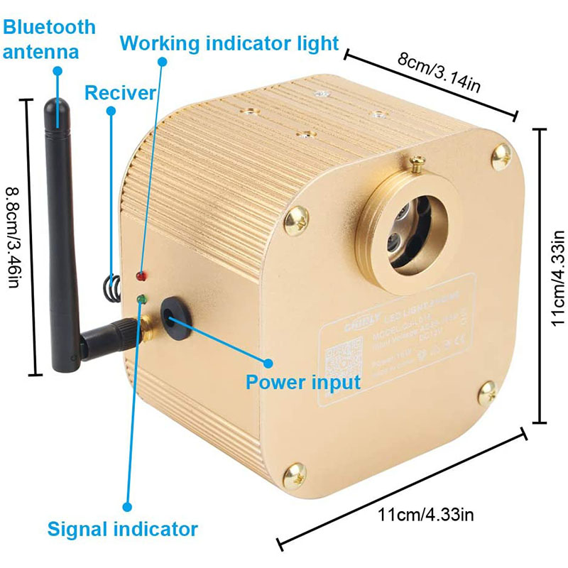 DC12V 16W Bluetooth APP & RF Twinkle RGBW LED Star Headlinear Fiber Optic Light Source DC12V 16W Bluetooth APP & RF Twinkle RGBW LED Star Headlinear Fiber Optic Light Source
